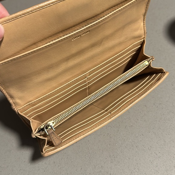 Authentic Miu Miu Tan Leather Snap Long Wallet - Picture 6 of 10